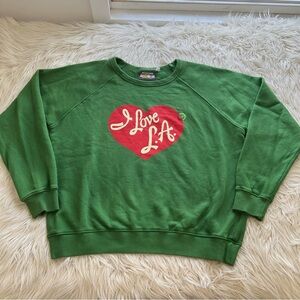Big Bud Press Sweats I Love LA Crewneck Sweatshirt Green Oversize Women's Size M